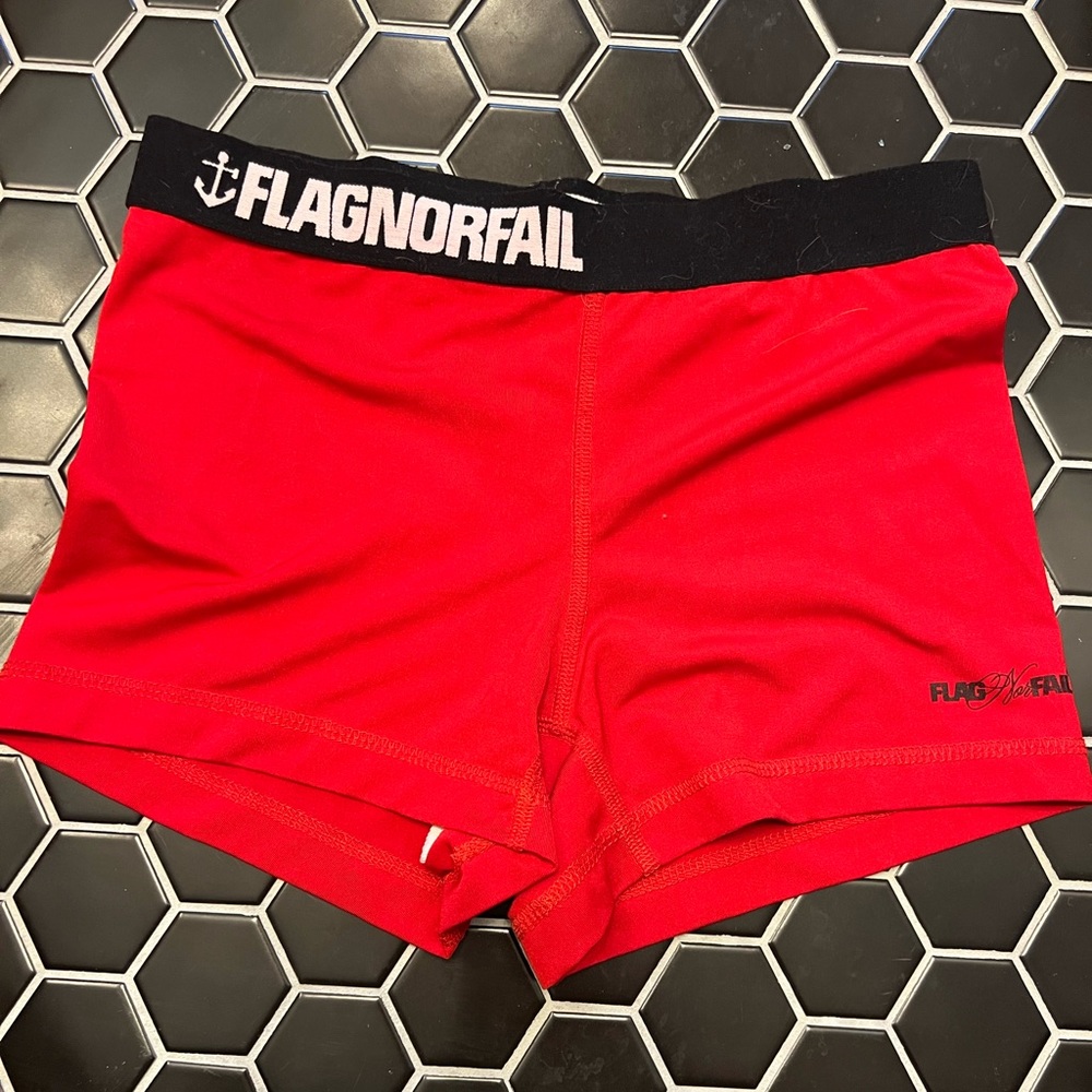 Red flag nor fail work out shorts
